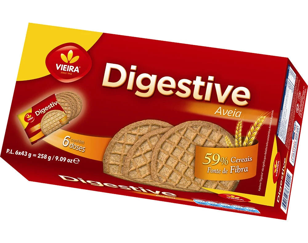 Bolachas digestiva cereais 6x vieira 258g