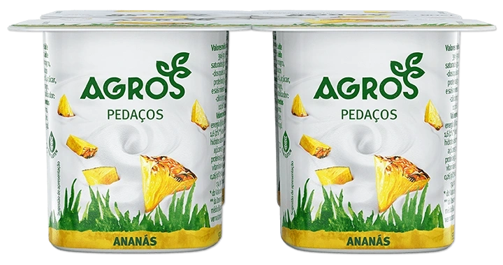 Iogurtes pedaços Ananas Agros 4x