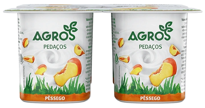 Iogurtes pedaços Pêssego Agros 4x