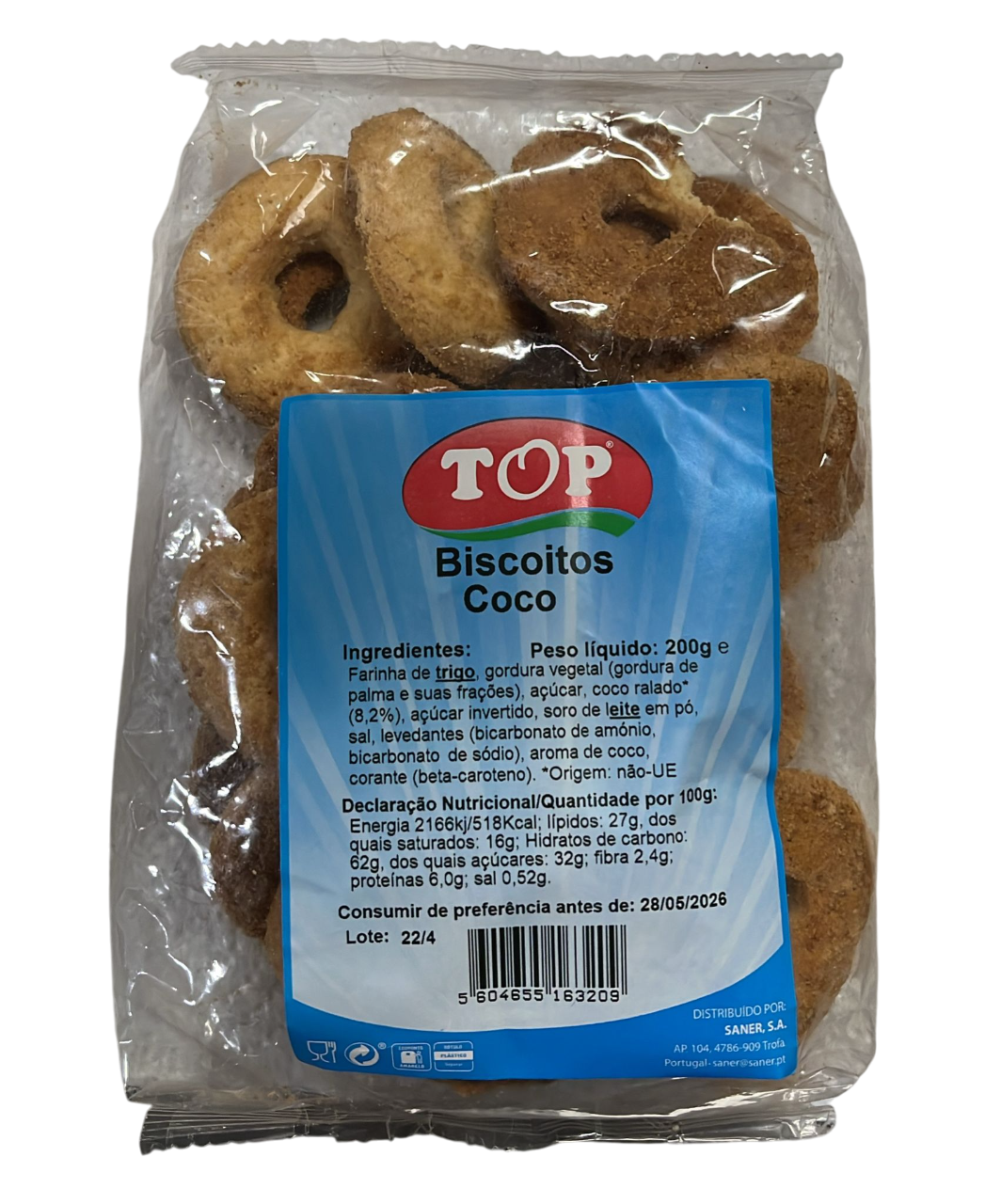 Biscoitos coco Top 200g