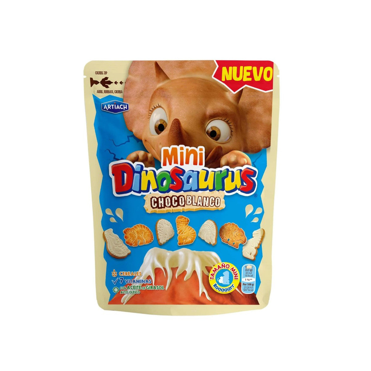 Bolachas dinossauros mini chocolate branco 100g