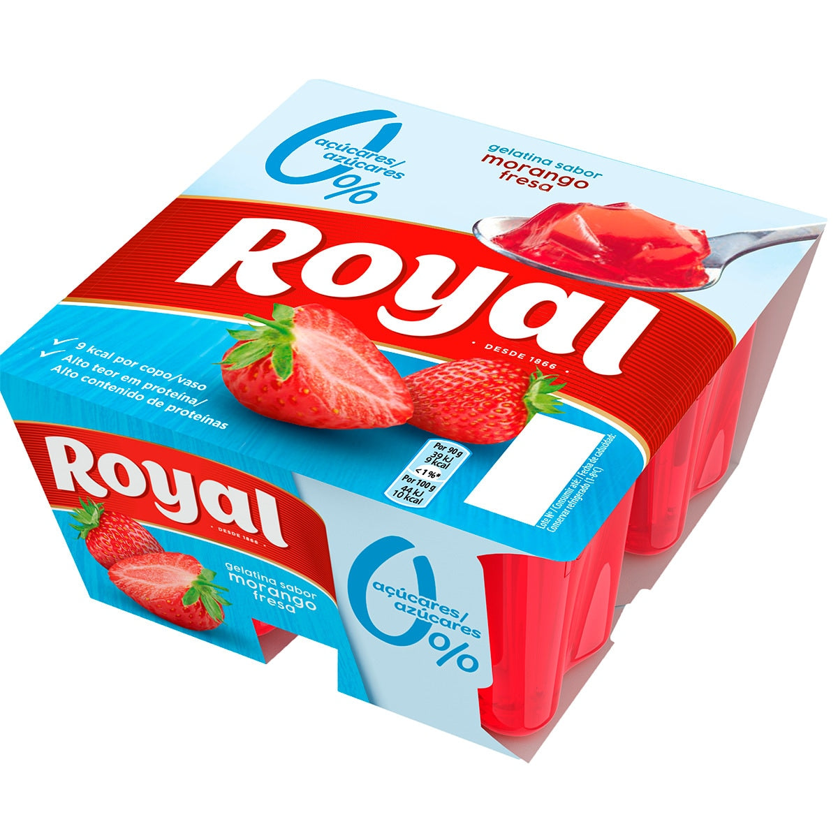 Gelatina 0% morango Royal 4x