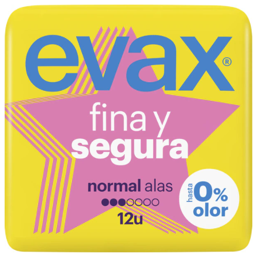Pensos higienicos evax fina e segura c/alas 12uni.