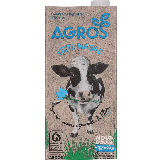 Leite magro Agros 1L