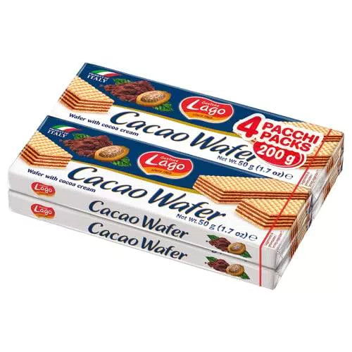 Bolachas poker Cacao Wafer 4x50g lago