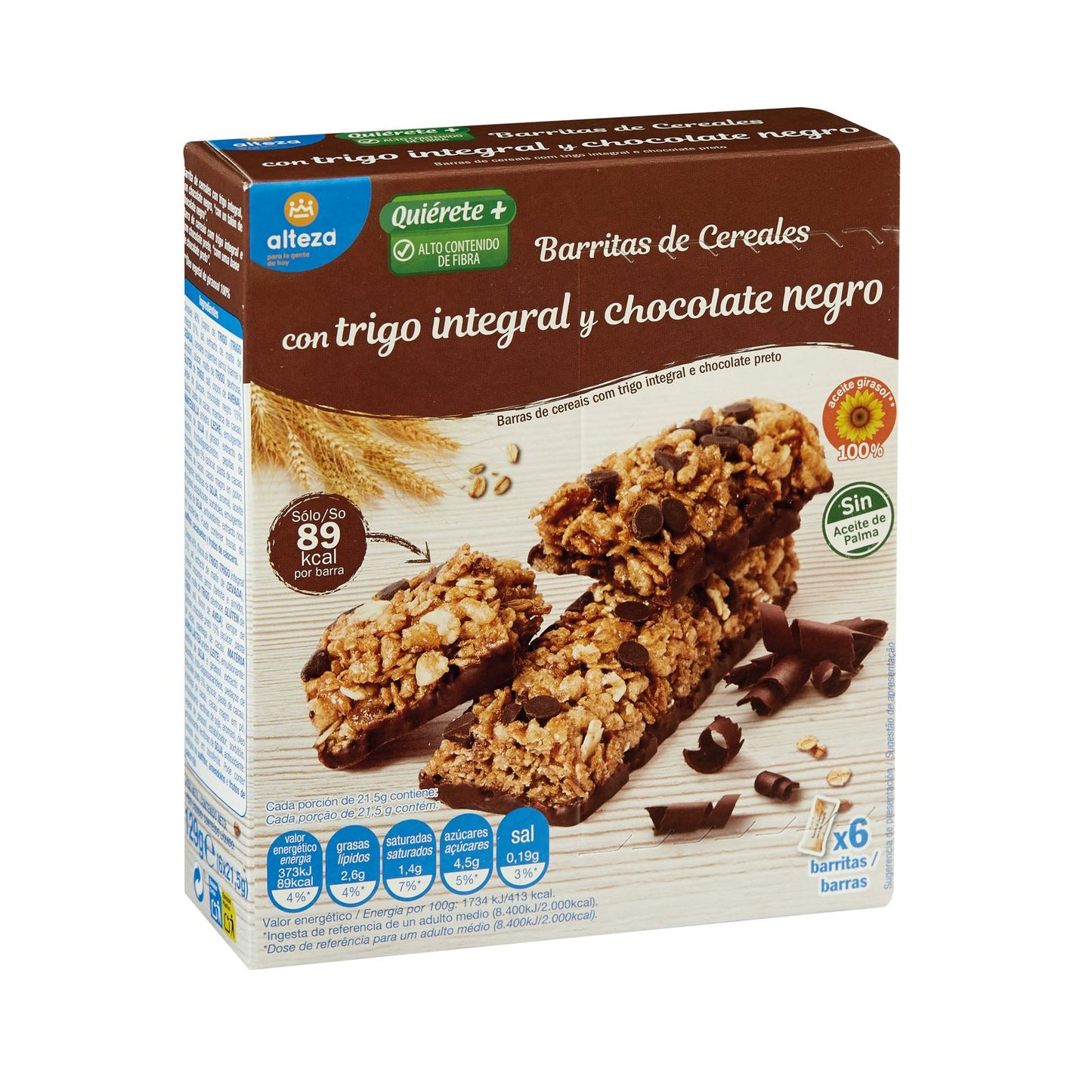 Barritas de Cereais com trigo integral e chocolate Altesa 6x