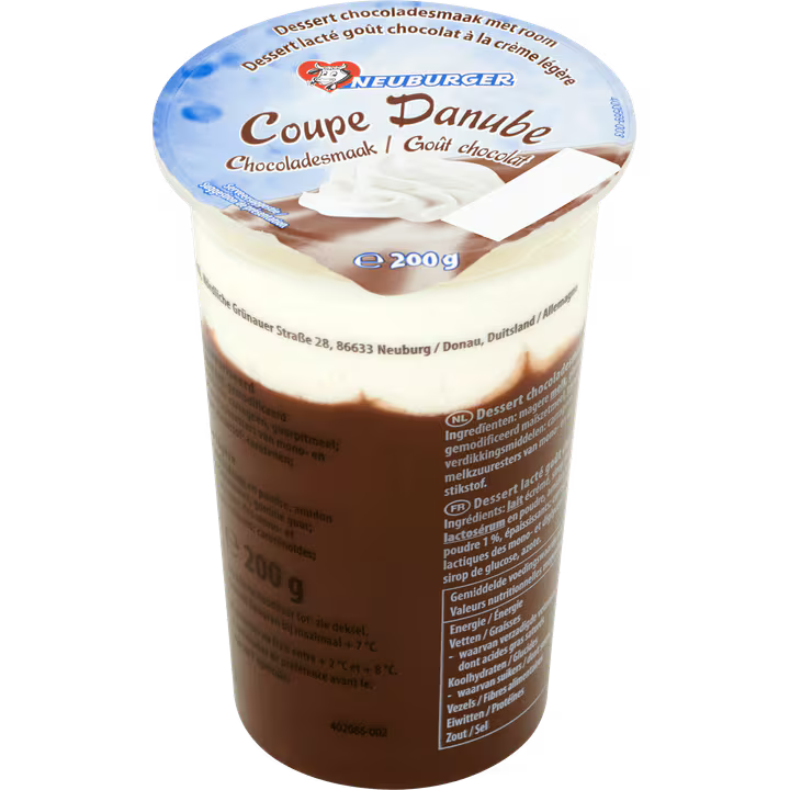 Pudim chocolate e Nata Copo coupe danube 200ml